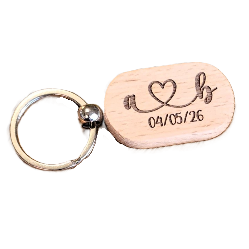 Personalized Beech Wood Keychain