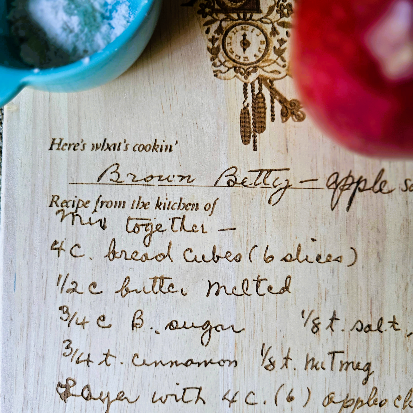 Custom Recipe Cutting Board - Personalized Engraved Rubberwood