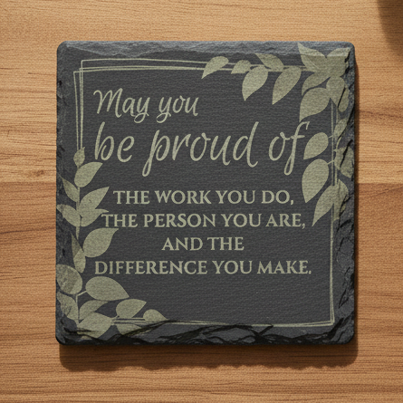 Inspirational Slate Coaster, Set of 4 - 4"