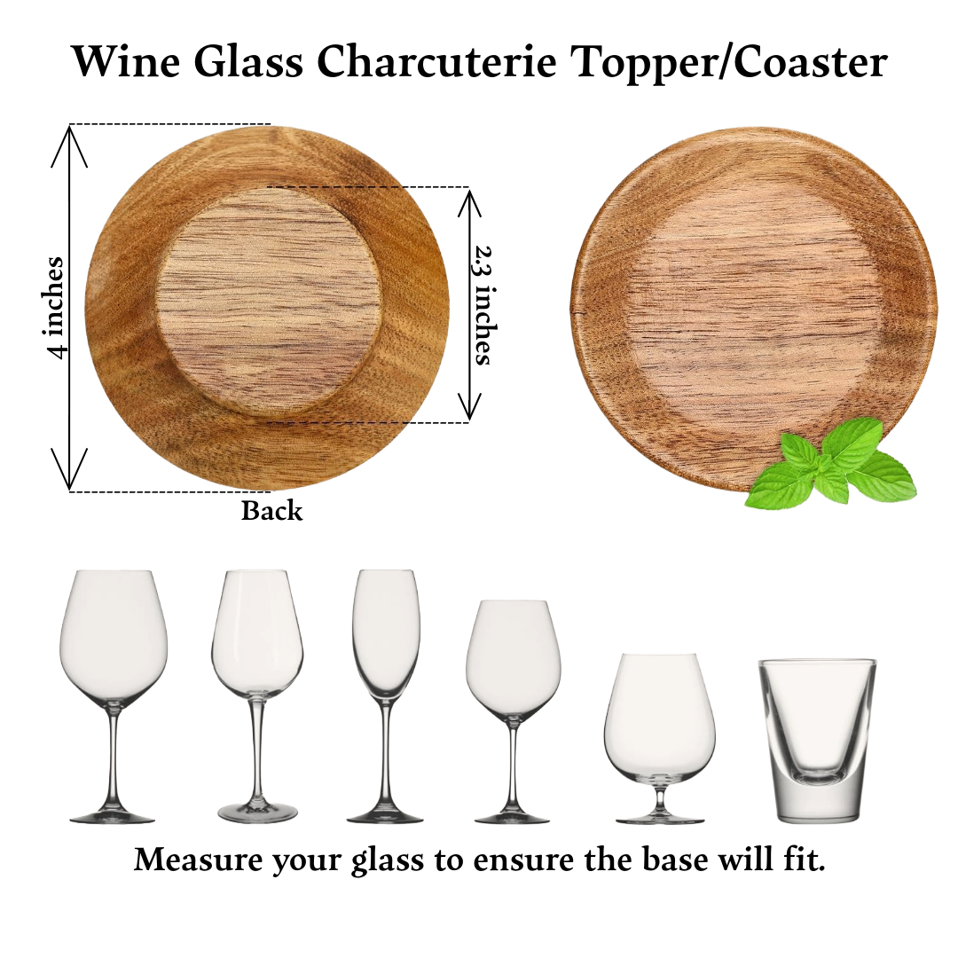 Custom Logo Wine Glass Charcuterie Toppers - Acacia Wood