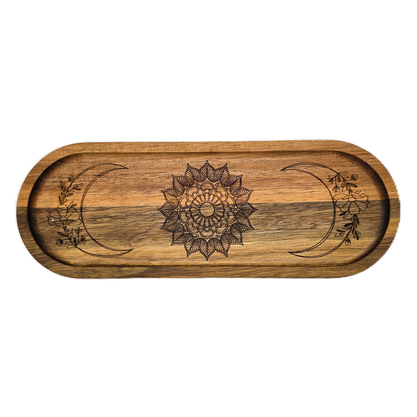 Mandala Moon Phase Acacia Tray