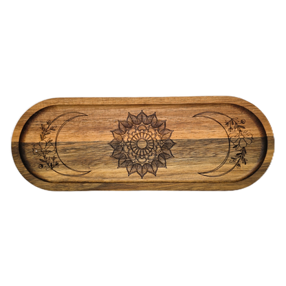 Mandala Moon Phase Acacia Tray