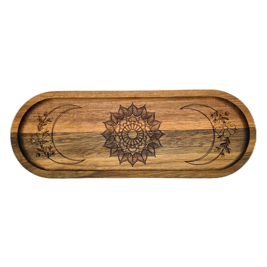 Mandala Moon Phase Acacia Tray
