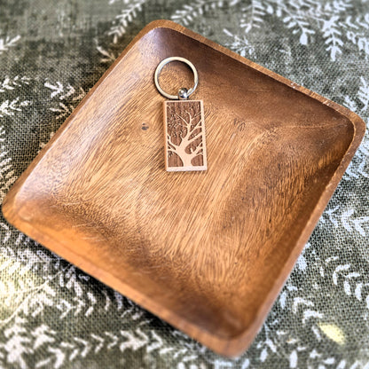 Engraved Tree - Beech Wood Keychain