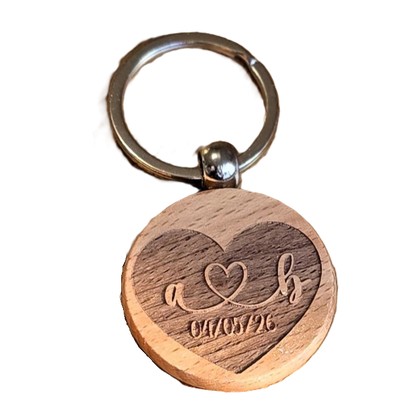 Personalized Beech Wood Keychain