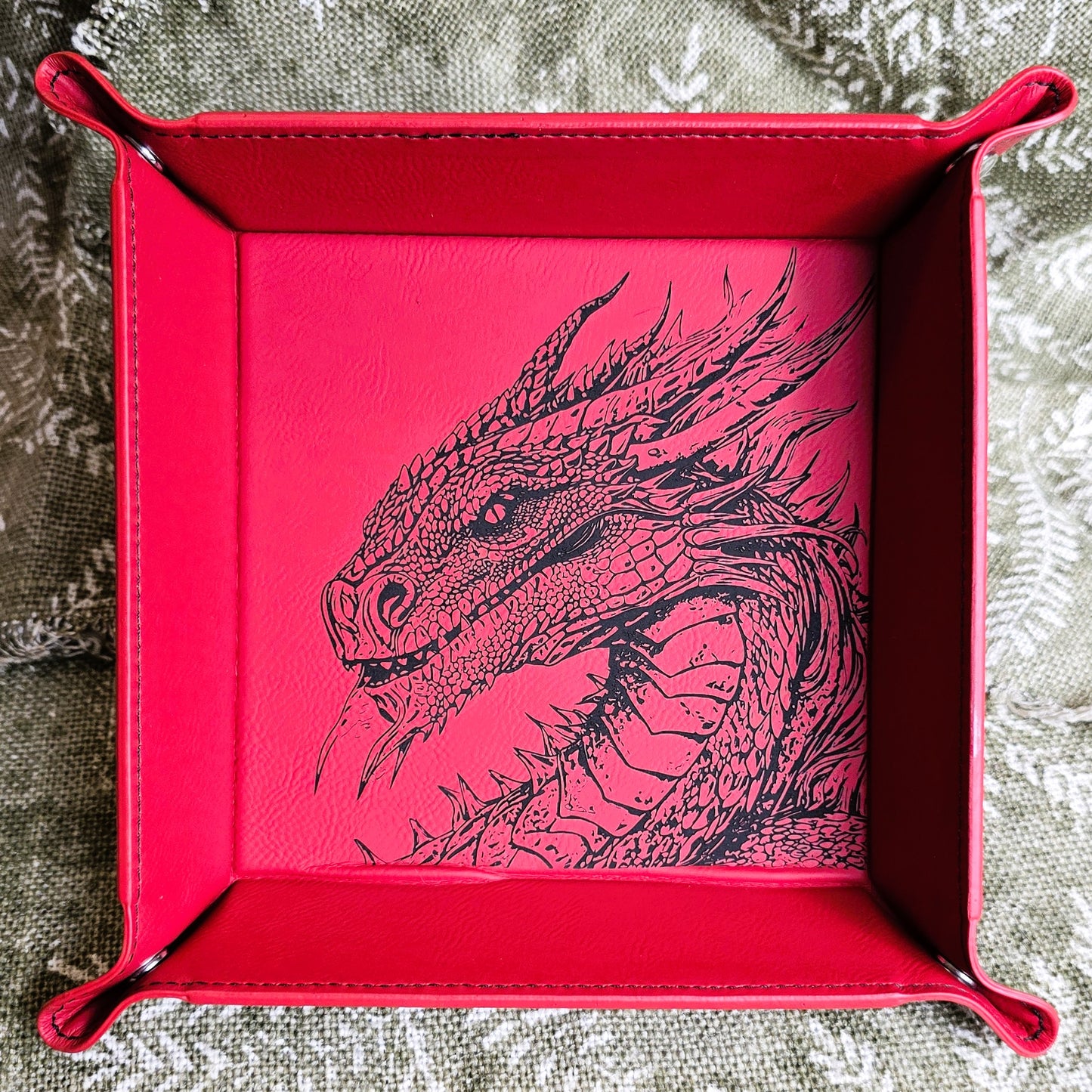 Dragon Leatherette Snap Tray - 9.75x9.75 Dice & Trinket Tray