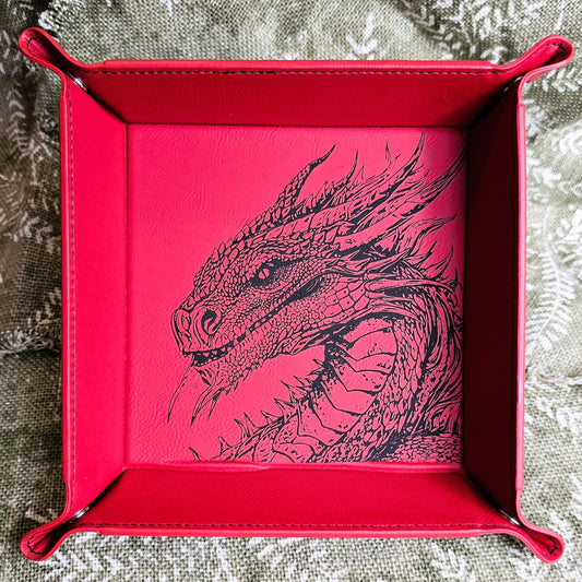 Dragon Leatherette Snap Tray - 9.75x9.75 Dice & Trinket Tray