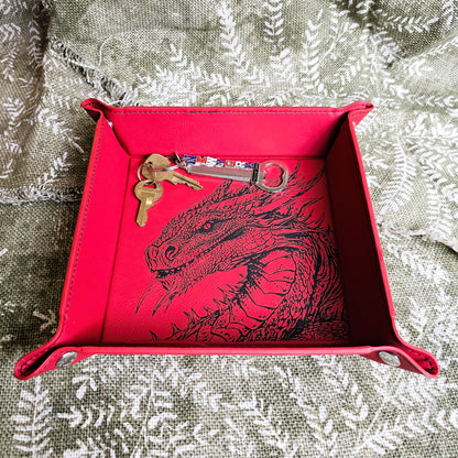 Dragon Leatherette Snap Tray - 9.75x9.75 Dice & Trinket Tray