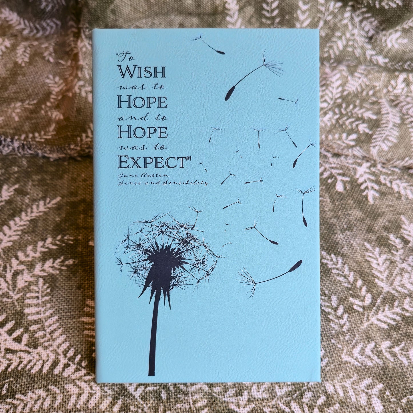 Jane Austen Quote Journal - Light Blue Leatherette