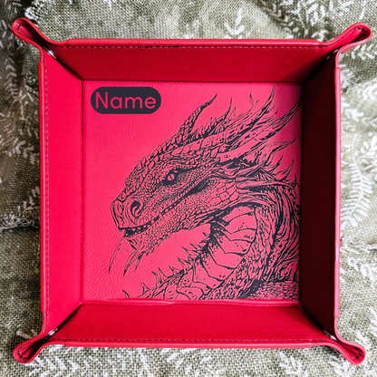 Dragon Leatherette Snap Tray - 9.75x9.75 Dice & Trinket Tray