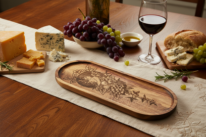 Cherub & Grape Vine Acacia Tray