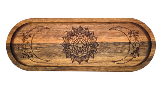 Mandala Moon Phase Acacia Tray