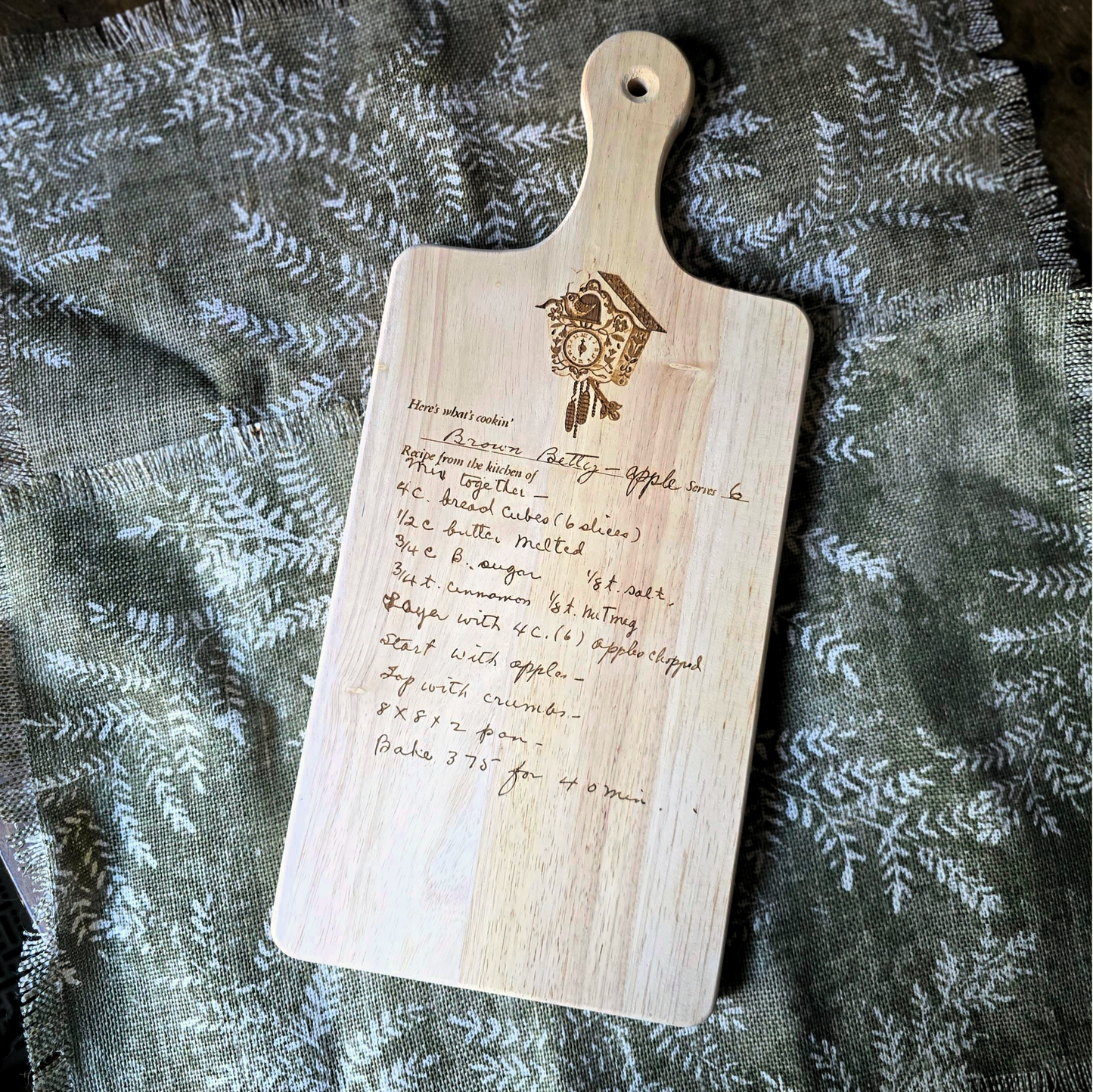 Custom Recipe Cutting Board - Personalized Engraved Rubberwood