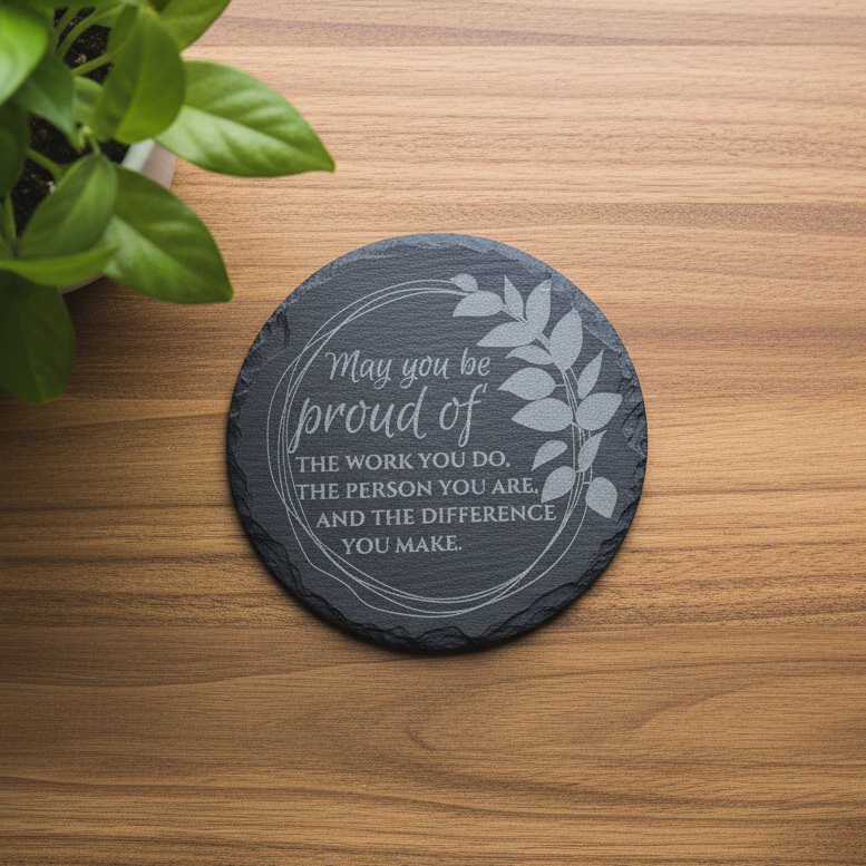 Inspirational Slate Coaster, Set of 4 - 4"