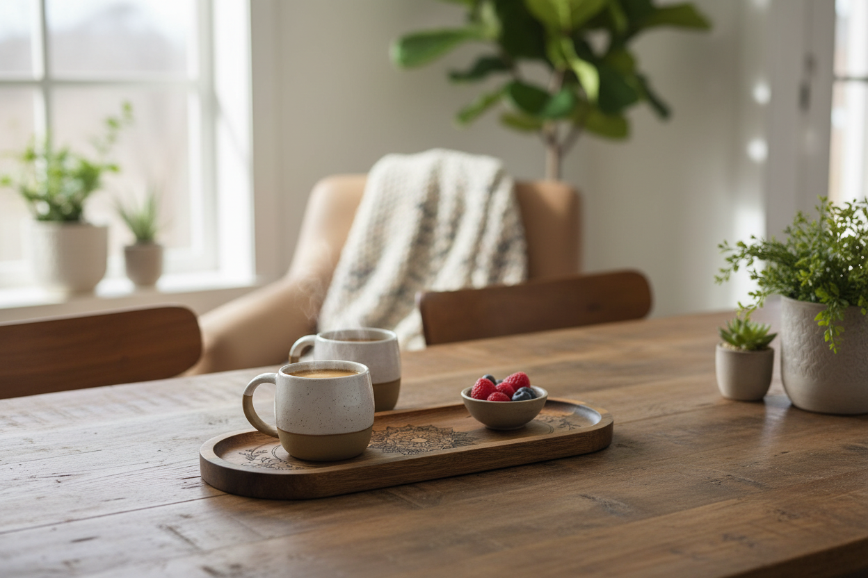 Mandala moon phase tray on home table