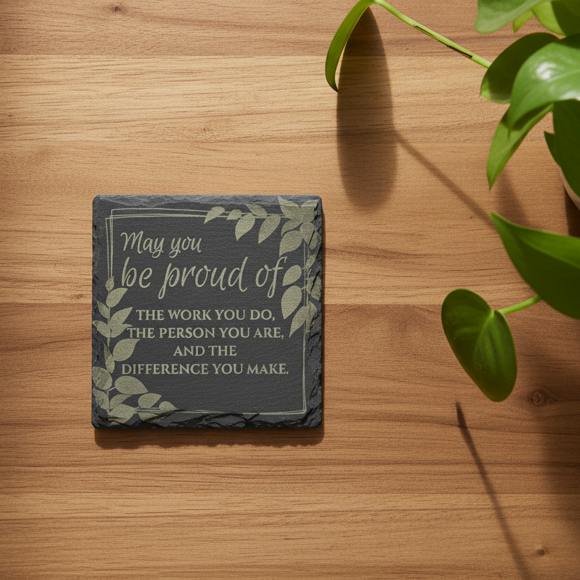 Inspirational Slate Coaster, Set of 4 - 4"
