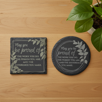 Inspirational Slate Coaster, Set of 4 - 4"