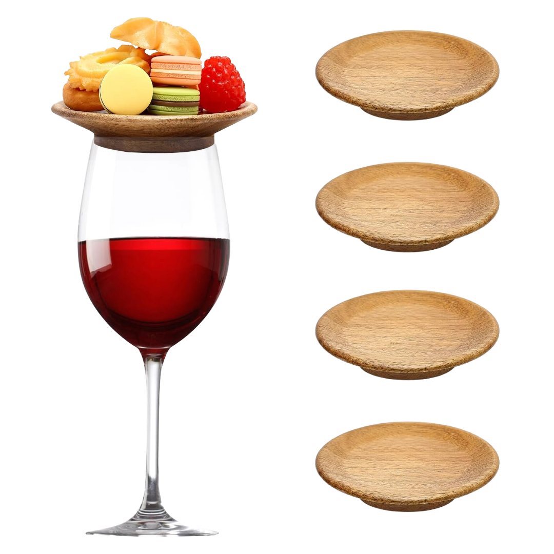 Custom Logo Wine Glass Charcuterie Toppers - Acacia Wood